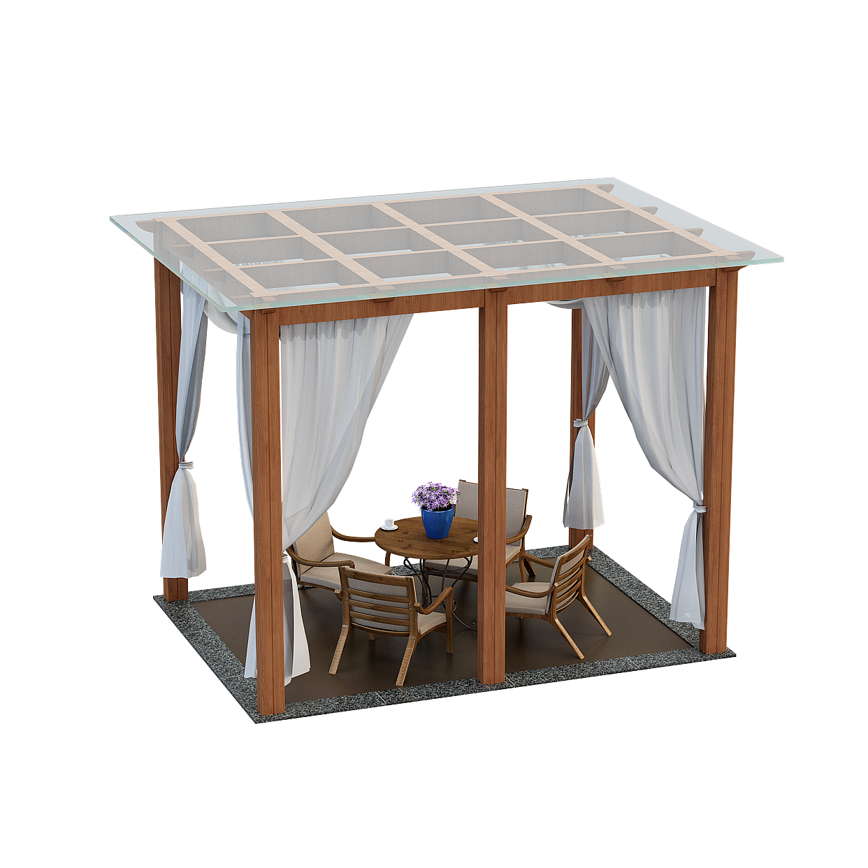 Glass Roof Wooden Cabin 3D Model – Minimalist Wood & Glass