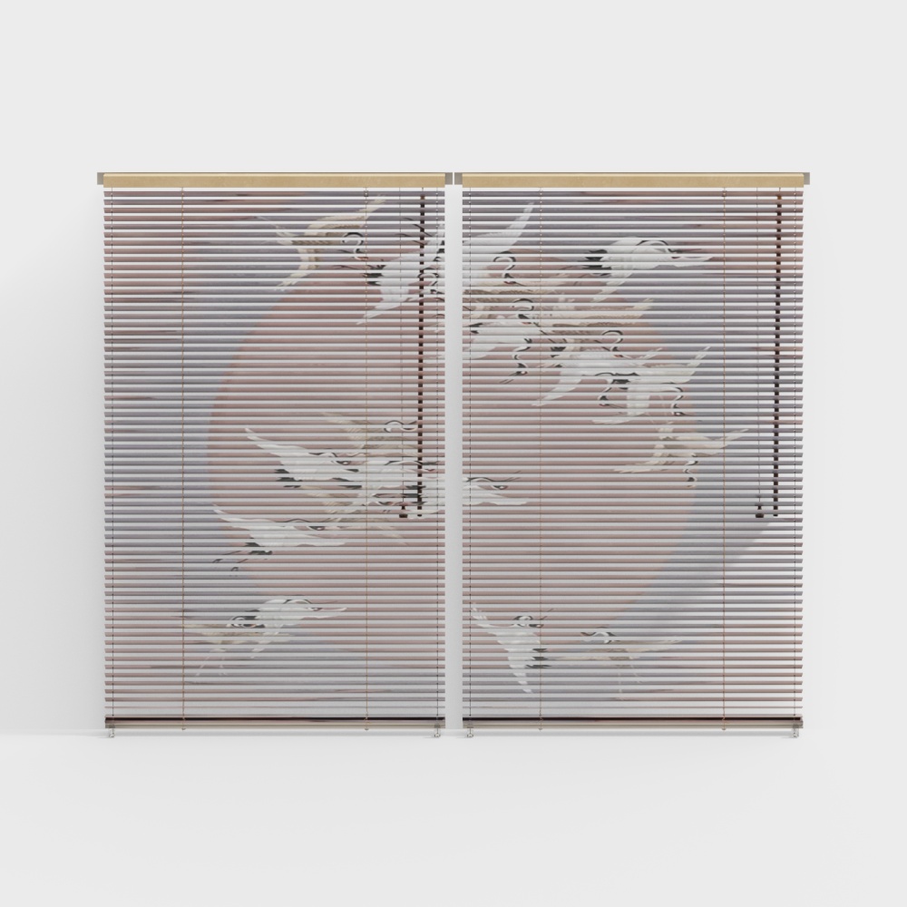 Misty Window 3D Model – Gradient Glass & Wood Frame