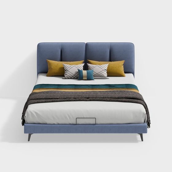 Elegant Low-Polygon Bed 3D Model Design