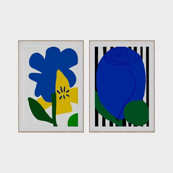 Abstract Floral Diptych 3D model