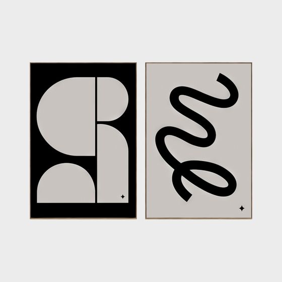 Stylish Abstract Geometric Diptych 3D Model for Modern Spaces