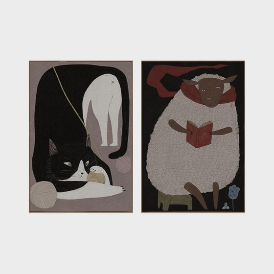 Cat and Sheep 3D Model - Whimsical Low Polygon Art