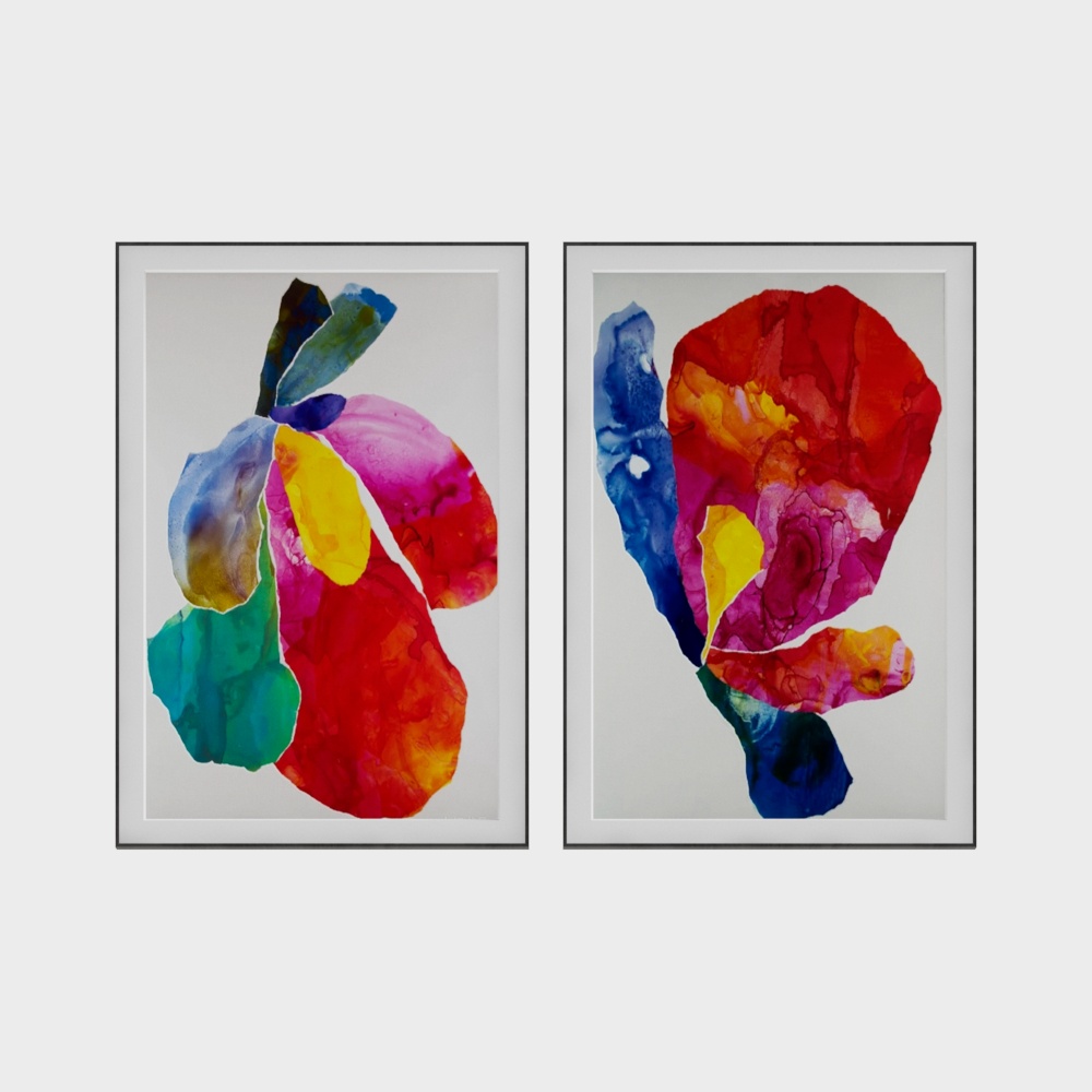Abstract Floral Diptych 3D Model – Colorful Low-Poly Art