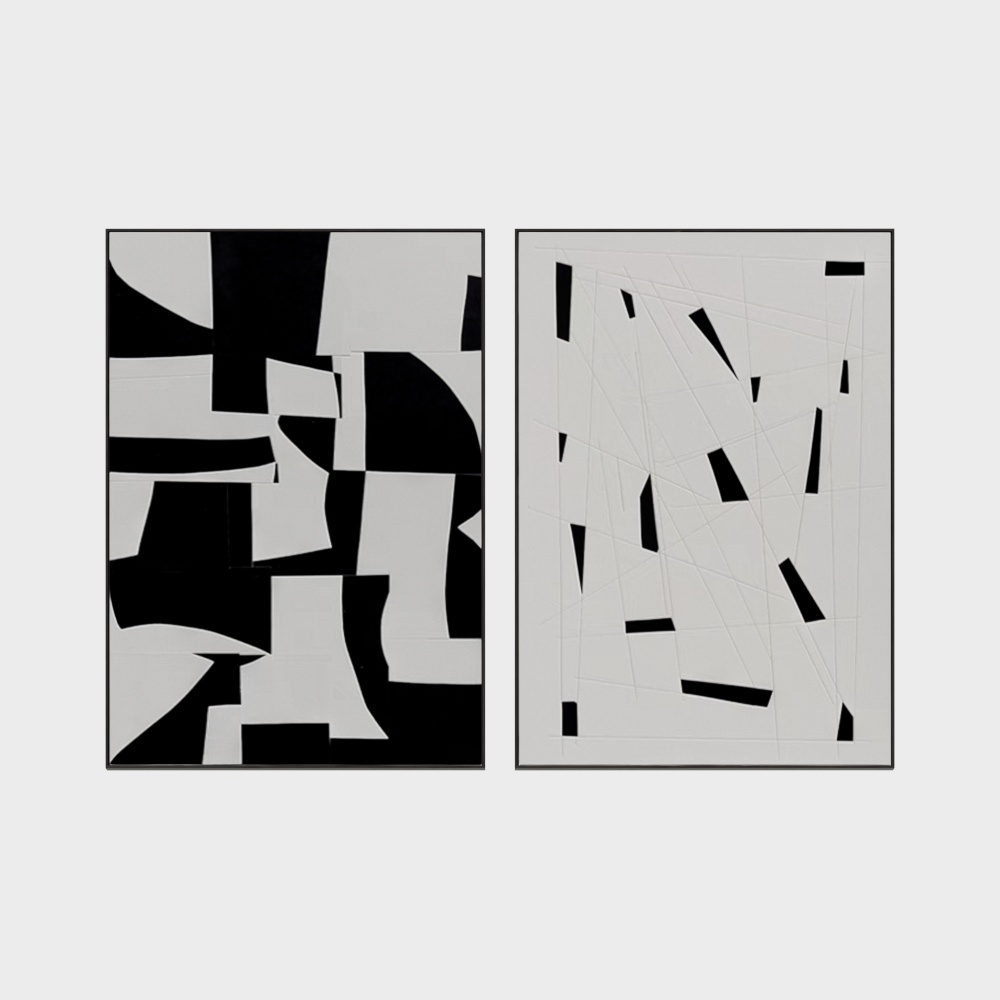 Geometric Fragments 3D Model – Black & White Abstract Design