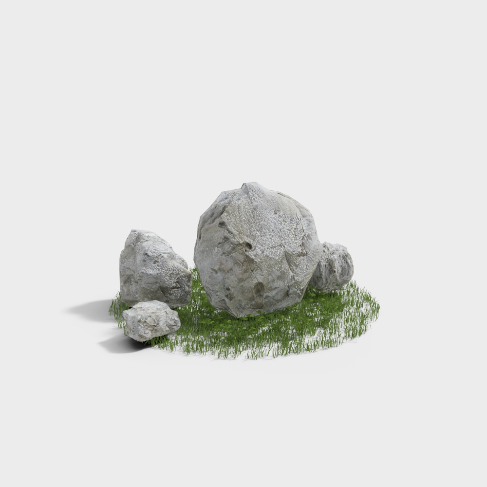 Natural Rock Pile 3D Model – Realistic Low-Poly Rocks