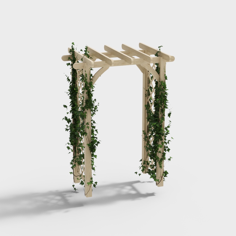 Modern pergola flower stand-white walnut