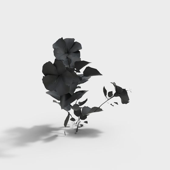 Black Rose 3D Model - Low Poly Design