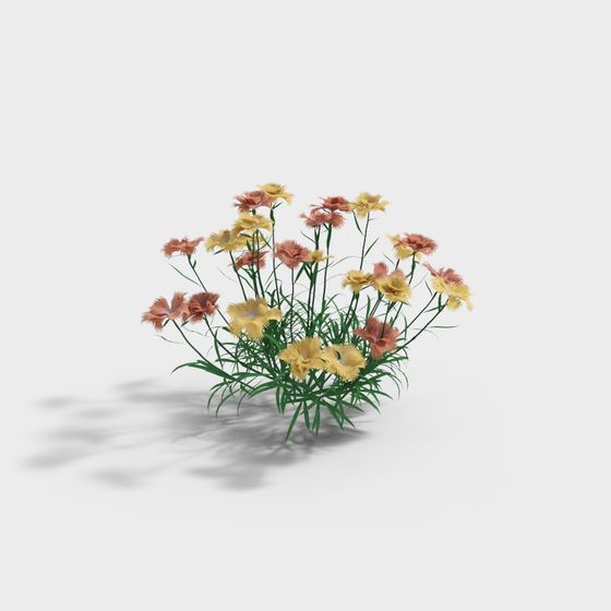 Vibrant Flower Cluster 3D model