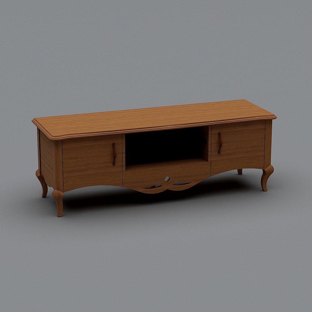 Retro TV Stand 3D model with Modern Touch