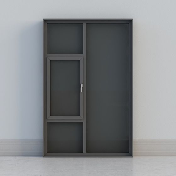 Gray Casement Window 3D Model for Modern Architecture