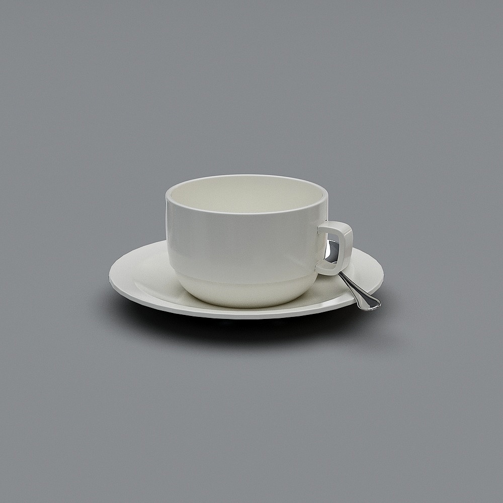 Elegant 3D Tea Cup Set Model