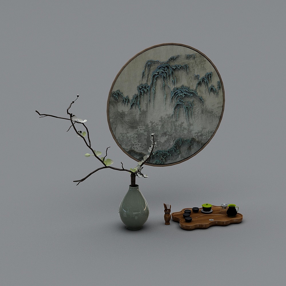 Chinese Tea Set Combination Model 3D-01