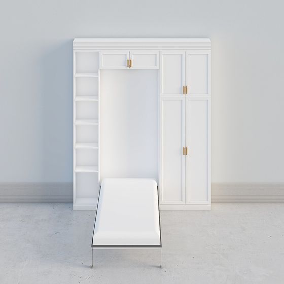 Gray Folding Bed 3D Model for Multi-Functional Spaces