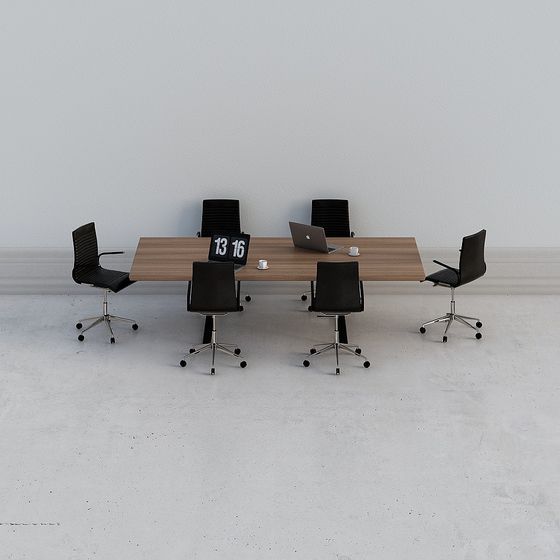 Modern Minimalist Conference Table and Chairs 3D model