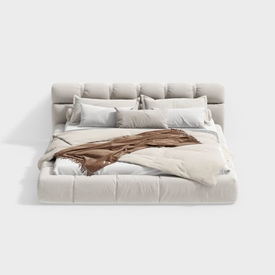 Elegant Low-Poly Bed 3D Model for Modern Interiors