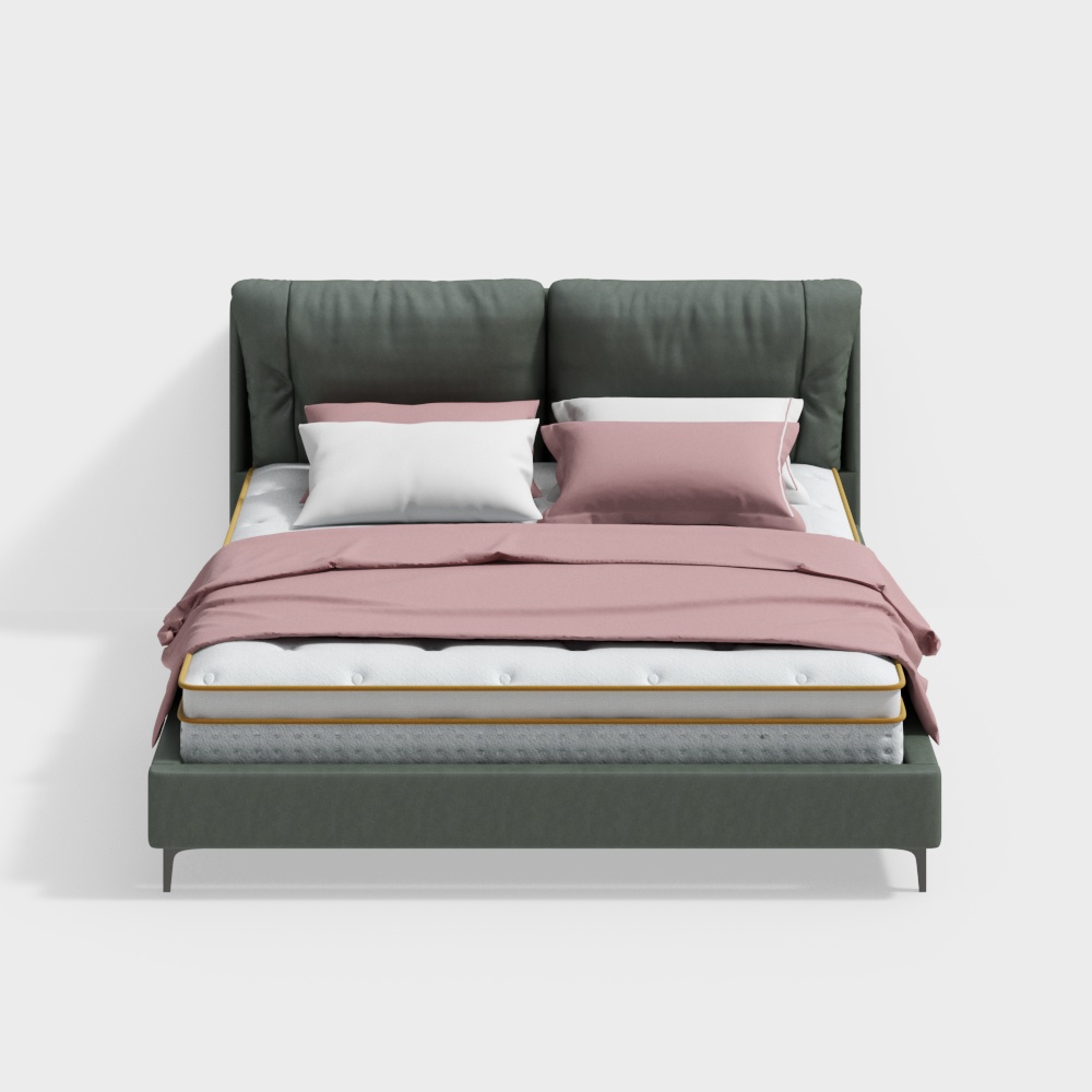 Elegant Modern Bed 3D model for Contemporary Interiors