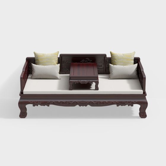 Chinese Traditional Luohan Bed 3D model