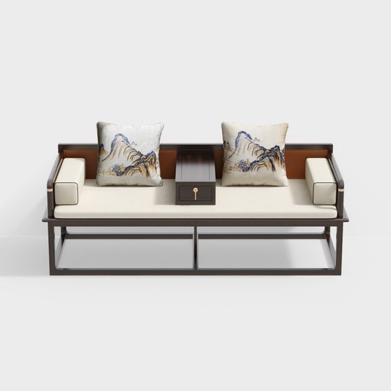 Elegant 3D Sofa Model Integrating Modern and Traditional Aesthetics