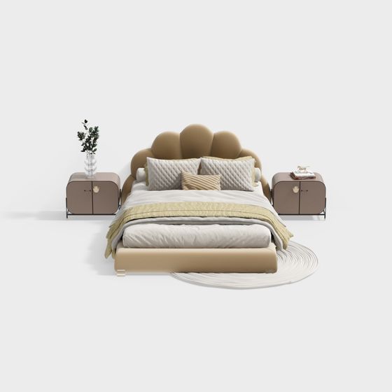 Chic Low-Poly Cloud Design Bed 3D model for Modern Interiors
