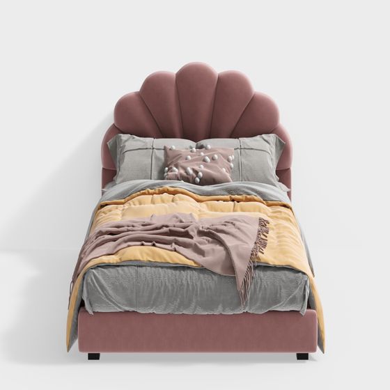 Elegant Shell Bed 3D model for Modern Interiors