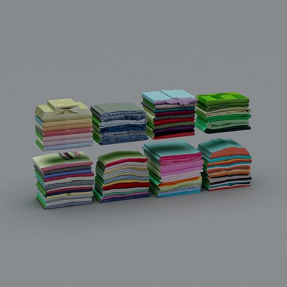 Vibrant Low-Poly 3D Clothing Stack Model