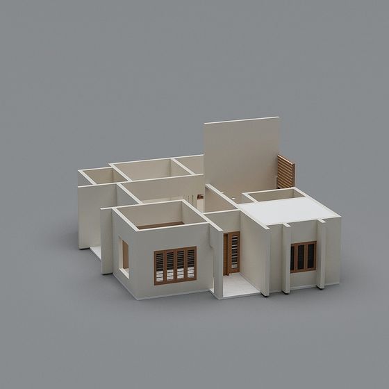 Minimalist Low-Polygon House 3D model