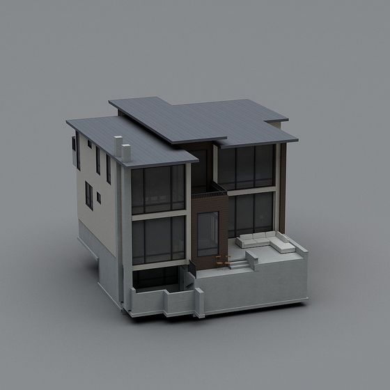 Stylish Low-Poly Building 3D model