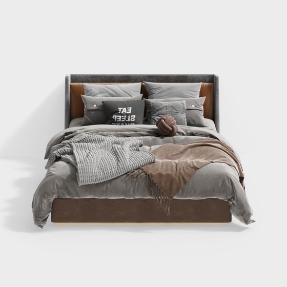 Elegant 3D Bed Model for Modern Interiors