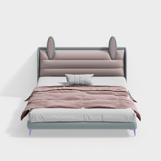 Stylish Low-Poly Bed 3D model for Modern Interiors