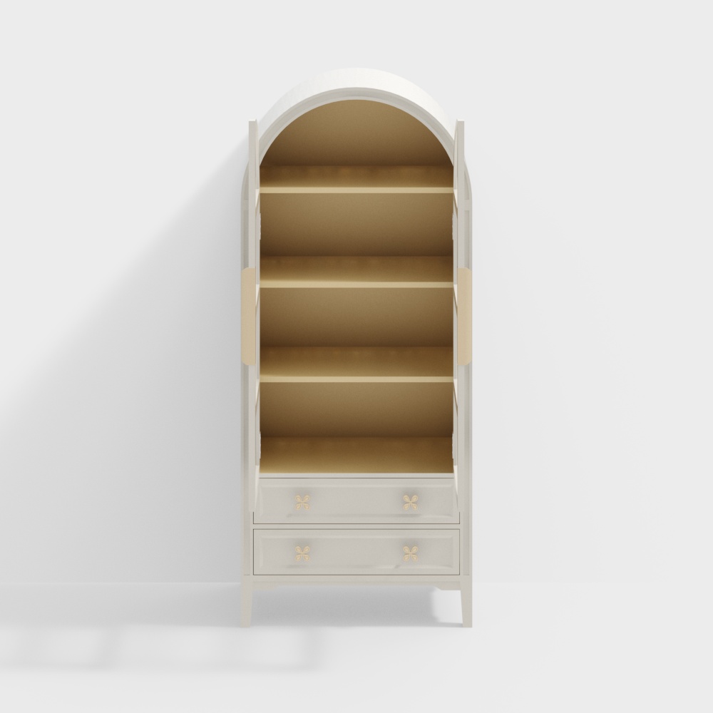 CB1356-AU-【Phô mai kem】Tủ sách hình vòm (cửa mở)