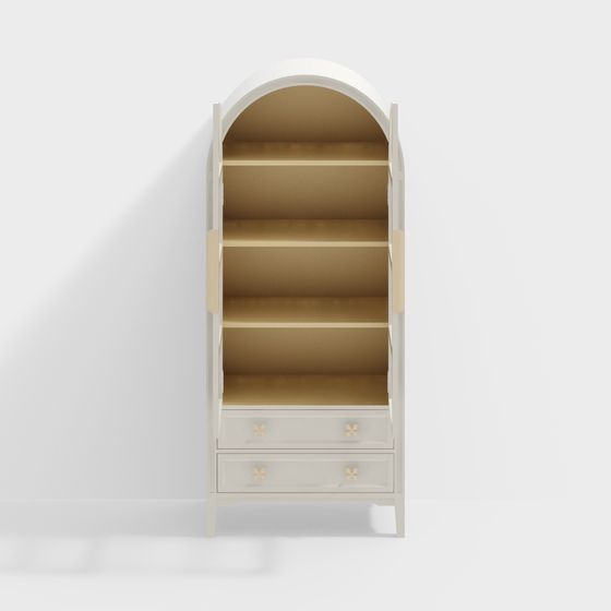 CB1356-AU-【Phô mai kem】Tủ sách hình vòm (cửa mở)