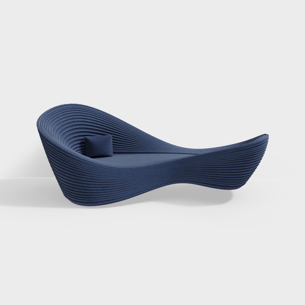 Streamlined Navy Blue Armchair 3D Model – Low-Poly Design