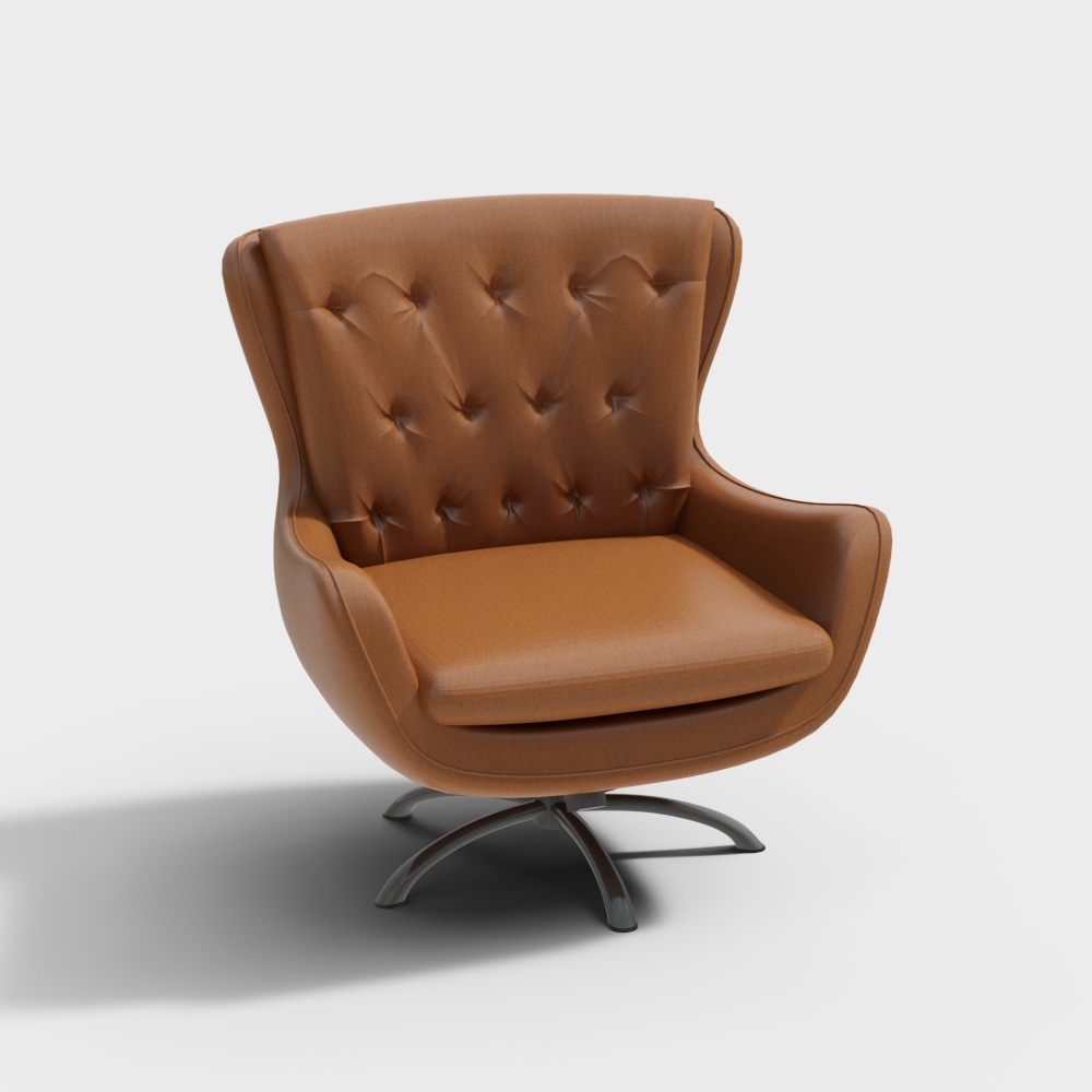 Fauteuil pivotant en cuir capitonné Wells