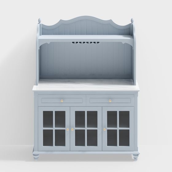 Vintage Style Low-Polygon Wine Cabinet 3D model