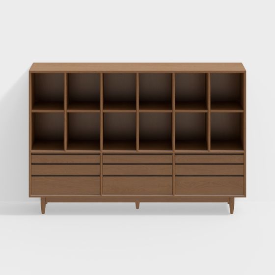 Mid-Century Bookshelf 3D model for Stylish Interiors