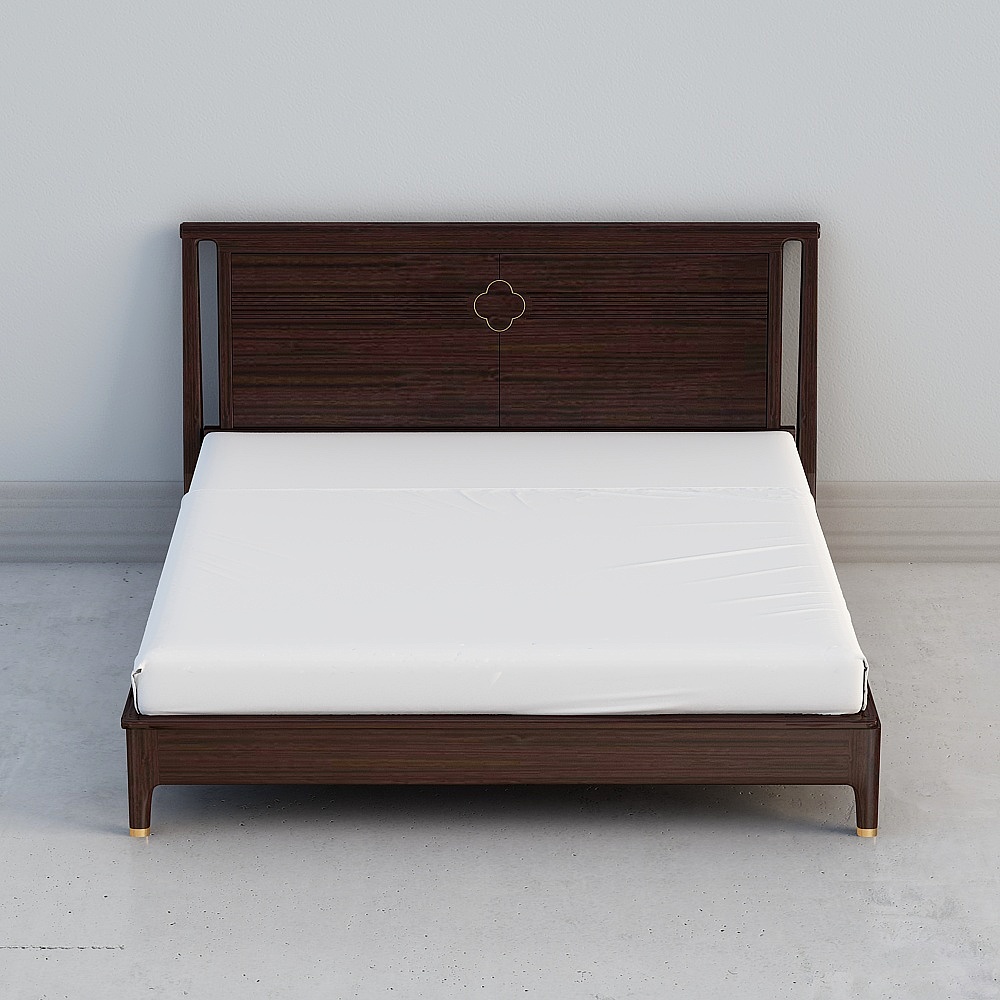 Elegant Low-Polygon Bed Frame 3D model