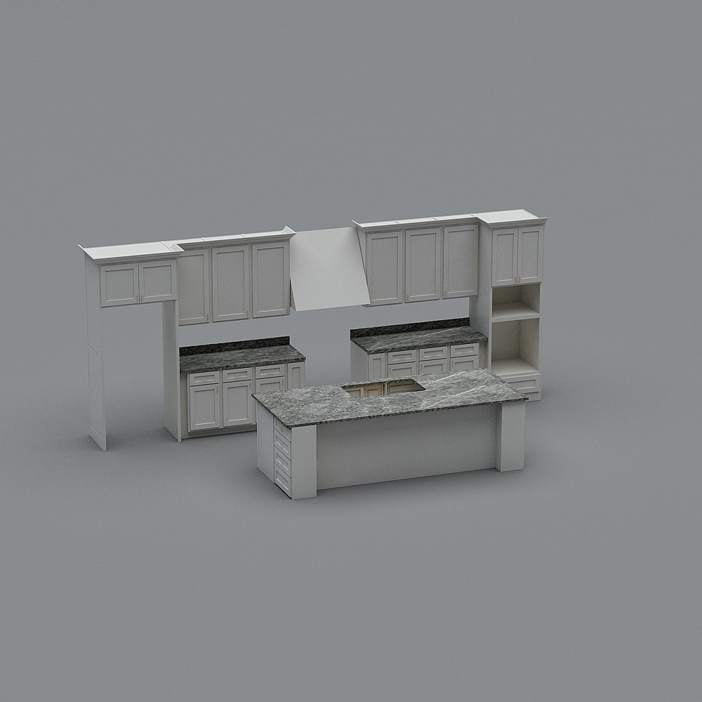 Elegant Low-Poly Kitchen Layout 3D model