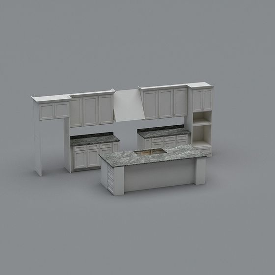 Elegant Low-Poly Kitchen Layout 3D model