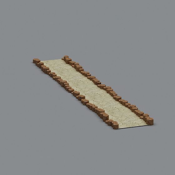 Realistic Wooden Pile Fence 3D model