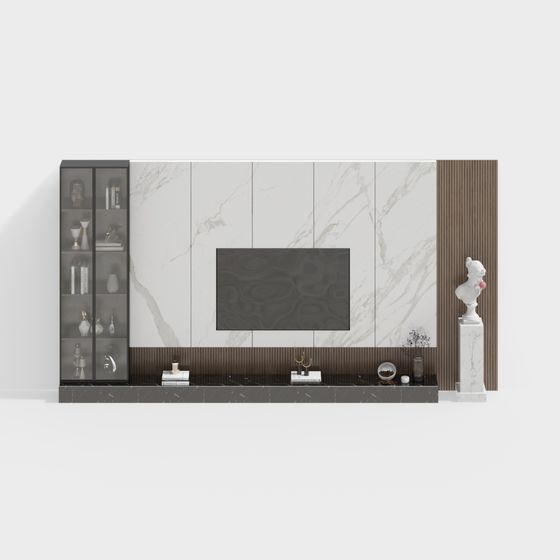Gray TV Backdrop 3D Model for Stylish Interiors