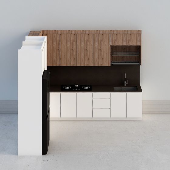 Modern Low-Poly Kitchen Cabinet 3D model