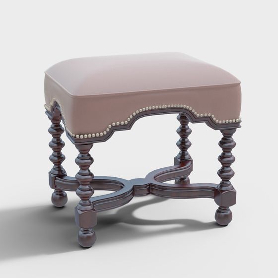 Vintage Leather Stool 3D model