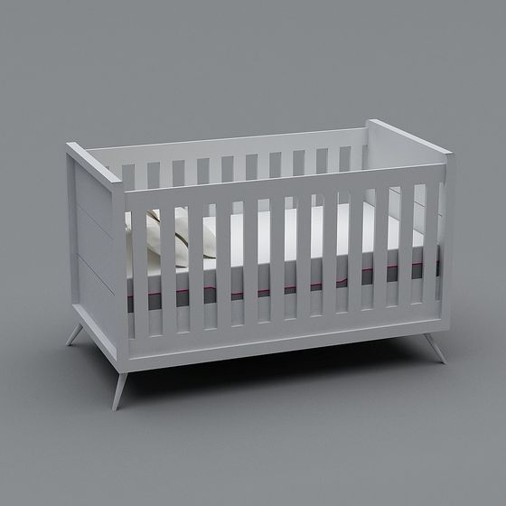 Elegant Low-Poly Baby Crib 3D model