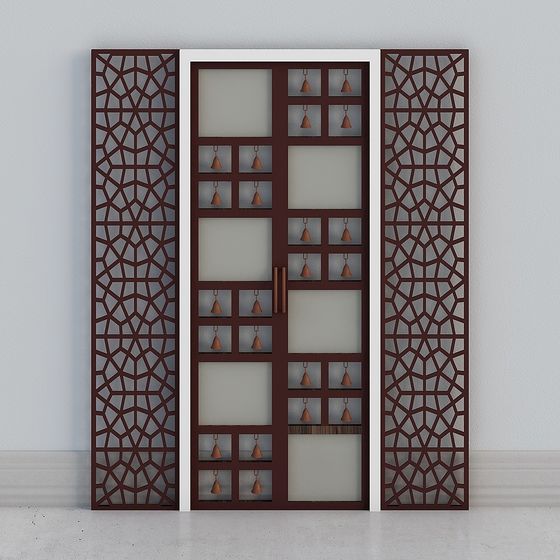 Geometric Glass Door 3D model for Creative Spaces