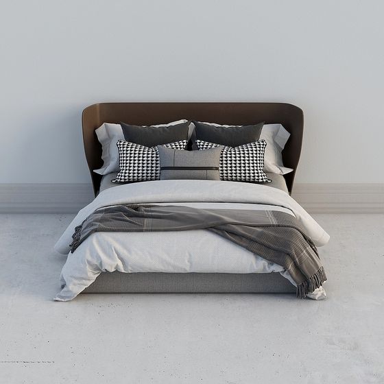 Modern Minimalist Double Bed 3D model