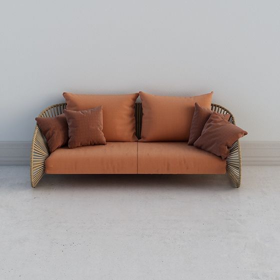 Charming Rattan Sofa 3D Model for Modern Spaces