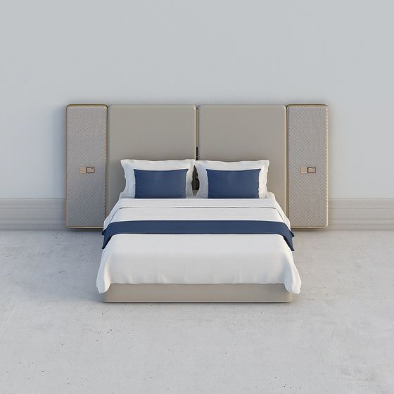 Elegant Low-Polygon Bed Frame 3D model