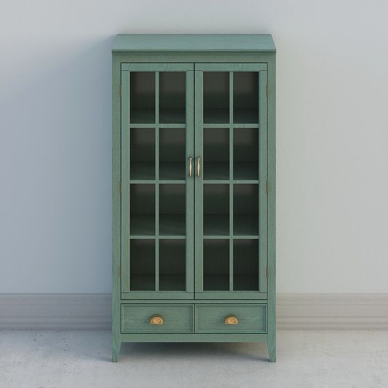 Retro Green Bookshelf 3D model for Modern Interiors