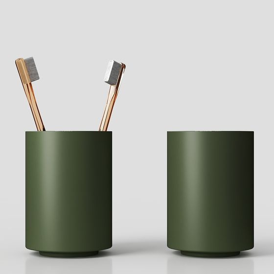 Stylish Low-Polygon Toothbrush Holder Set 3D model