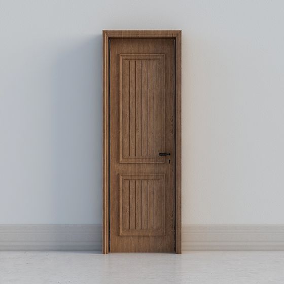 Elegant Low-Polygon Wooden Door 3D model